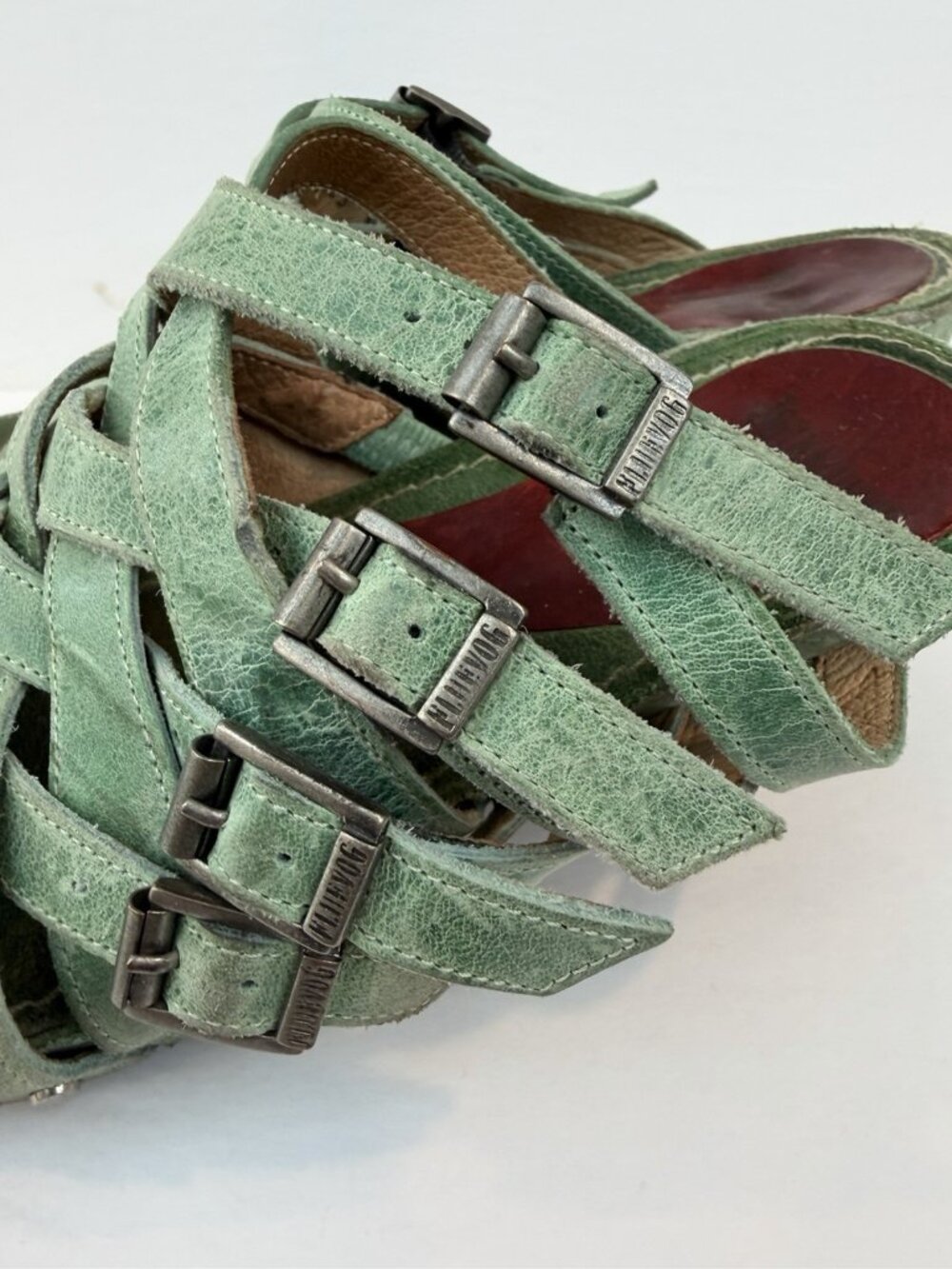 John Fluevog Women's Janice Mint Green Platform Heeled Sandal Size 6 READ - Picture 7 of 16